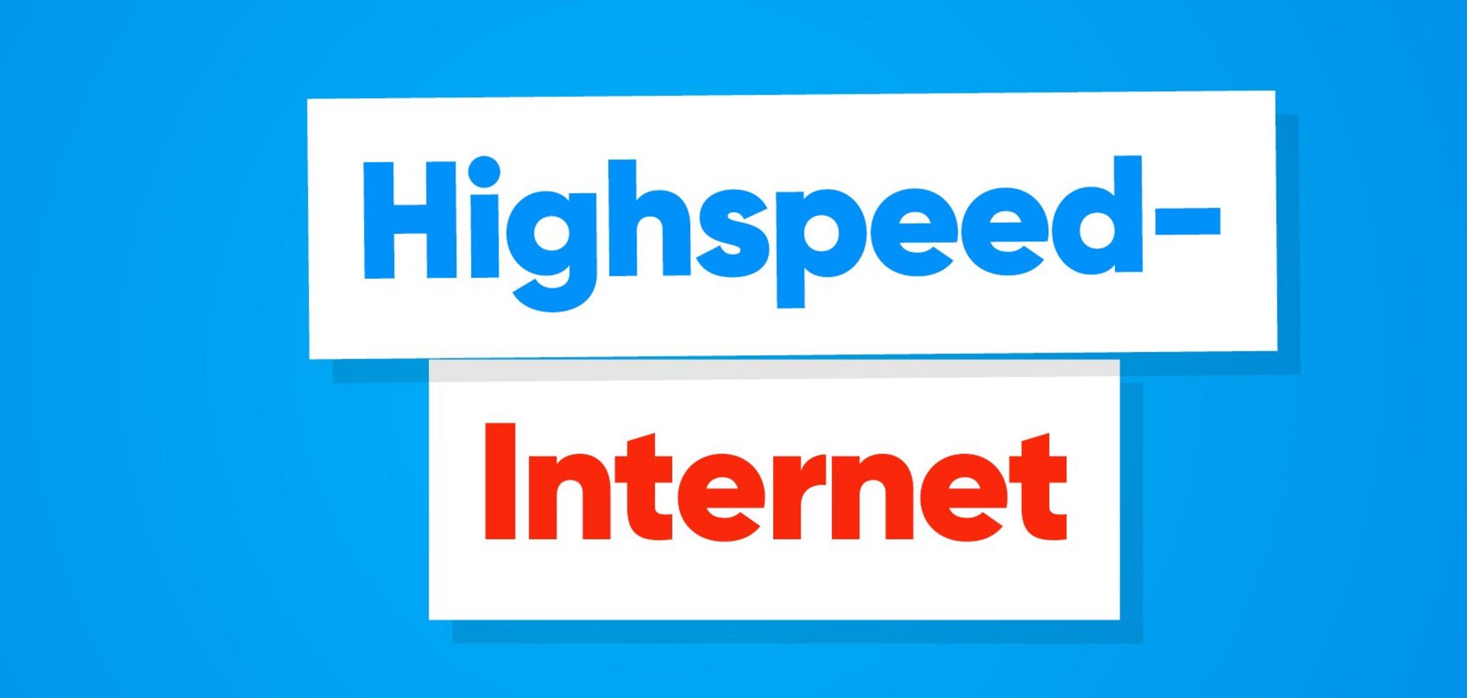 Werbestörer mit weißen Balken Highspeed Internet