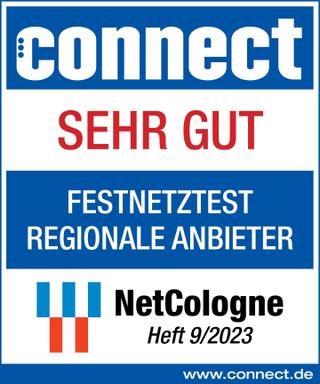 Auszeichnung von Connect mit seht gut beim Festnetztest Regionale Anbieter 2023