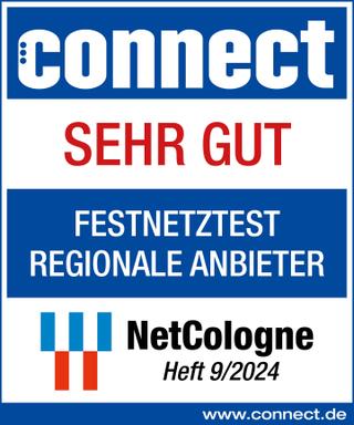 Auszeichnung von Connect mit seht gut beim Festnetztest Regionale Anbieter 2024