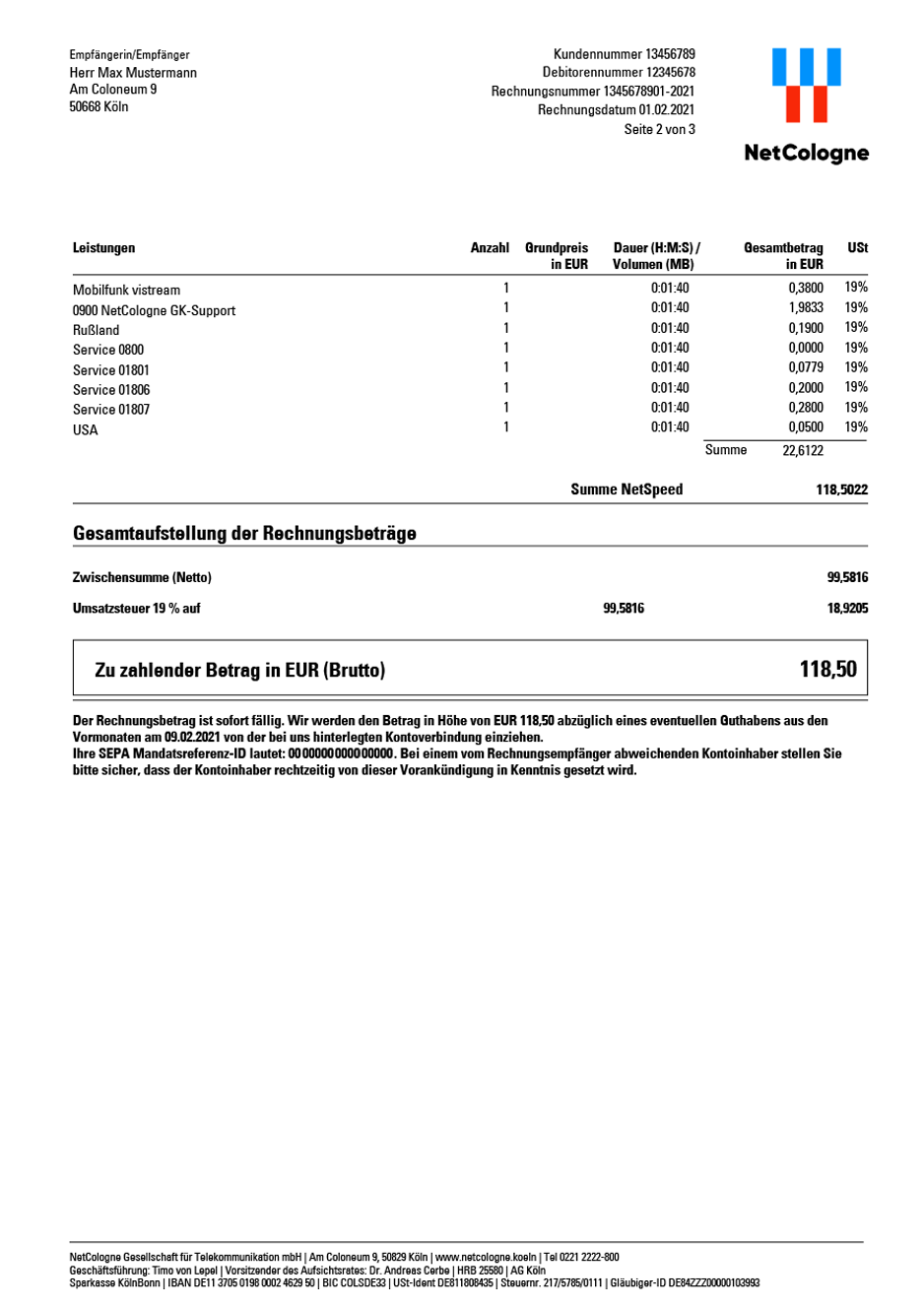 Musterrechnung